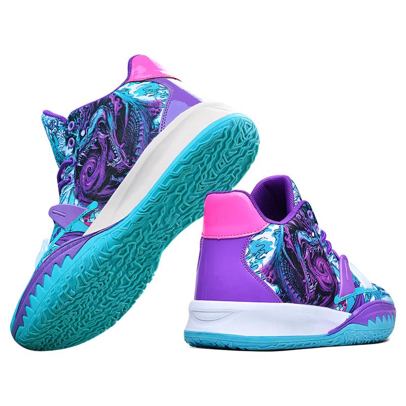 Mens Basketball Shoes Non-Slip Breathable Outdoor Sneakers Fashion Graffiti Sports Training Shoes for Running Walking