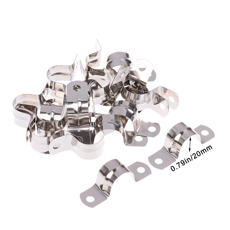20Pcs M5-20 Rigid Pipe Strap Stainless Steel 2 Holes Cable U Bracket Pipe Clamp For Fixing Pipe Or Cable Horseback Saddle Clamp