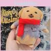 Adorable Korean Style Dipping Sauce Dog Plush Toy With Red Scarf Gift For Dog Lovers