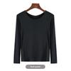 Korean Half-High Collar Slim Fit Modal T-Shirt - Long-Sleeve Solid Color Top
