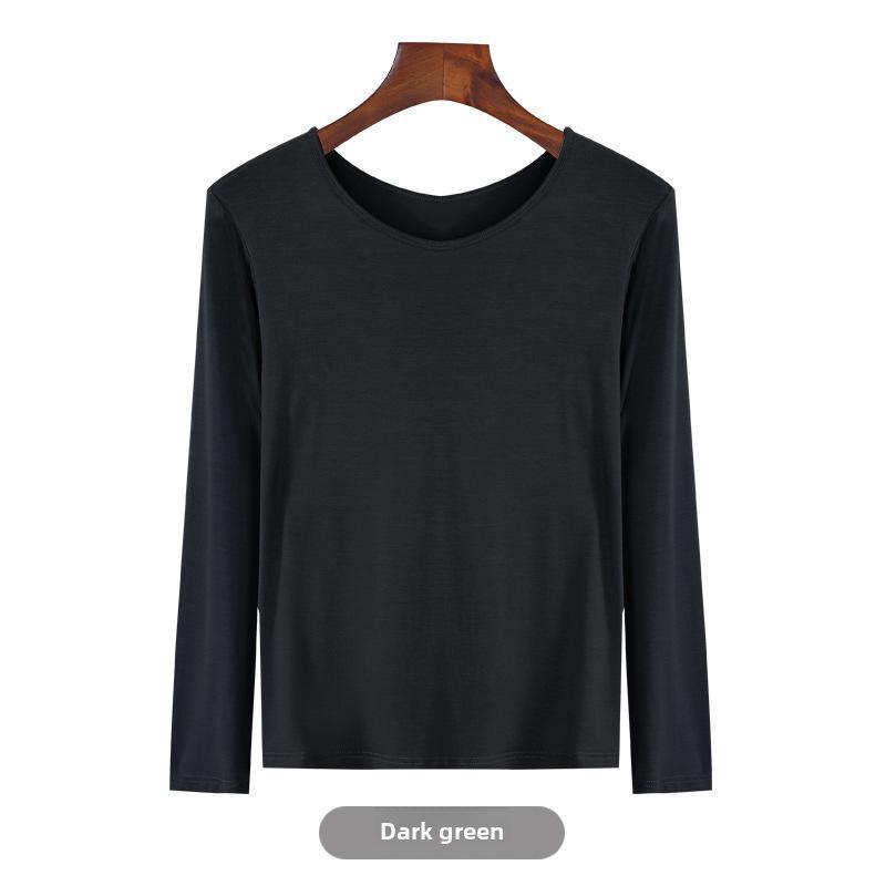 Korean Half-High Collar Slim Fit Modal T-Shirt - Long-Sleeve Solid Color Top