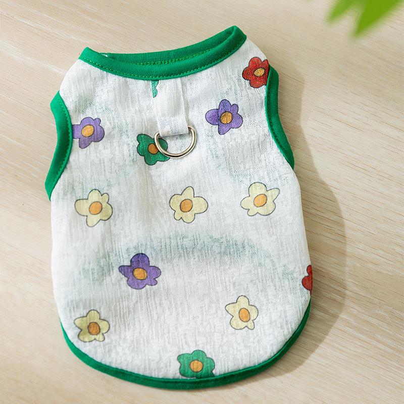 Pet Dog Clothes Cute Full of Mesh Traction Vest Spring and Summer Breathable and Comfortable Than Bear Teddy Pomeranian