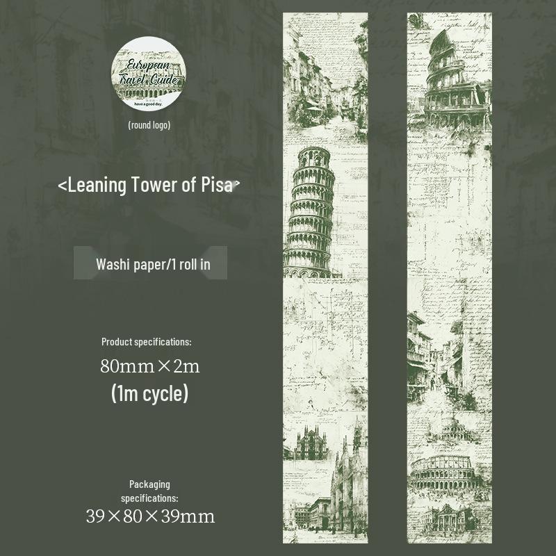 Schöner Tag Großes Hintergrundband: Europäische Reise-Serie Architektonische Planer-Aufkleber (4 Arten)