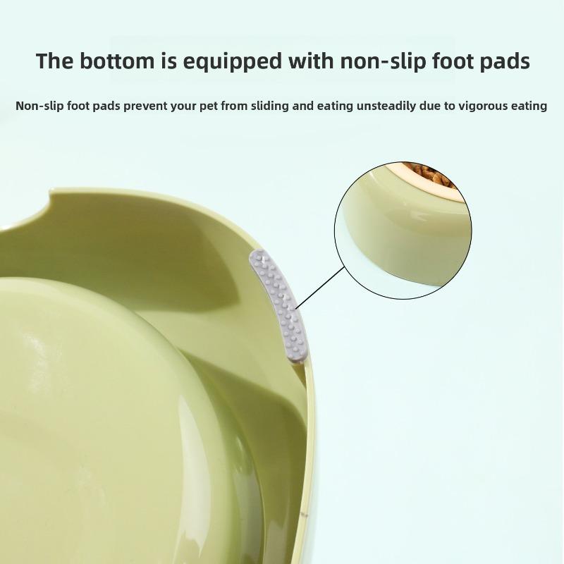 Cat Bowl, Anti-choking Slow Food Cartoon Size Cat Eye Double Bowl, Anti-slip and Easy-to-clean Stainless Steel Dog Bowl and Cat Drinking Bowl