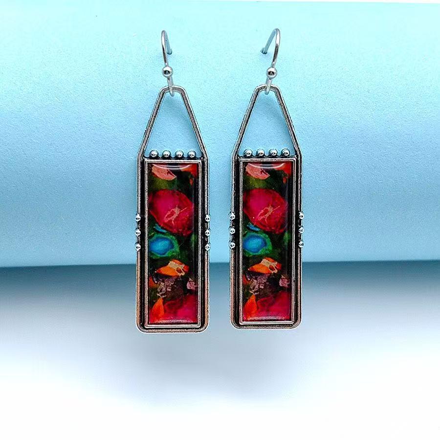 Kolczyki wiszące z imitacją turkusu w stylu Retro Bohemian