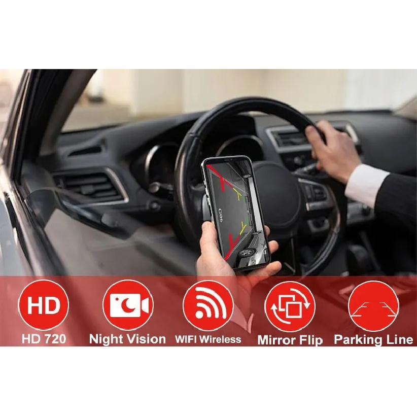 Wireless 1080P HD Car Reverse Camera WiFi Night Vision Waterproof Parking Monitor for Android iOS Universal Vehicles