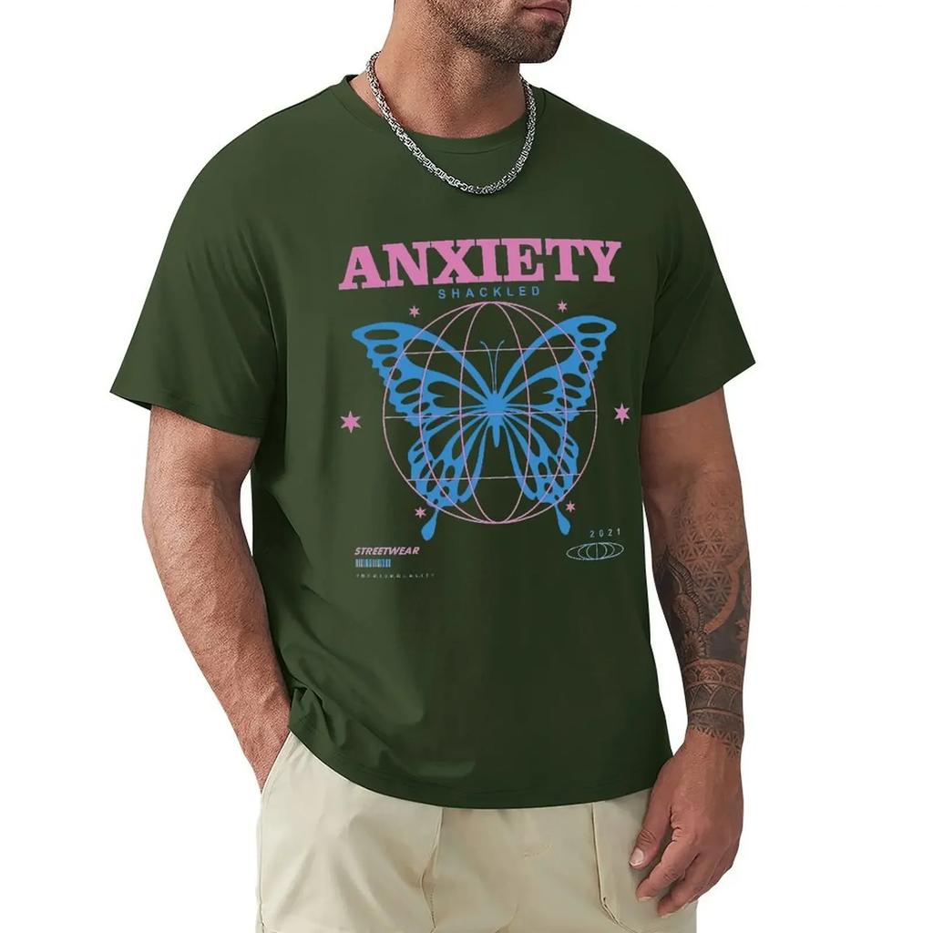 Anxiety, Butterfly Design T Shirt Harajuku Short Sleeve T-shirt 100% Cotton Graphics Tshirt Tops