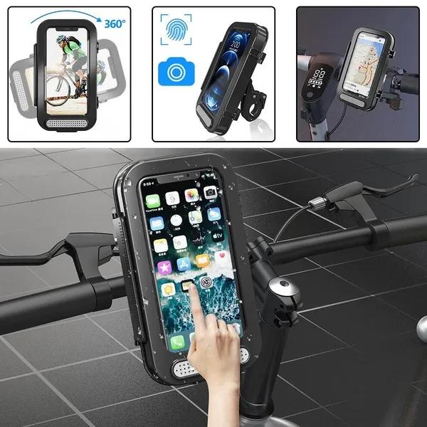 360° drehbarer, wasserdichter Fahrrad-Handyhalter für Motorrad- und Fahrradlenker