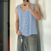 INCERUN Summer Men V Neck Sleeveless Ribbed Casual Loose Tank Tops