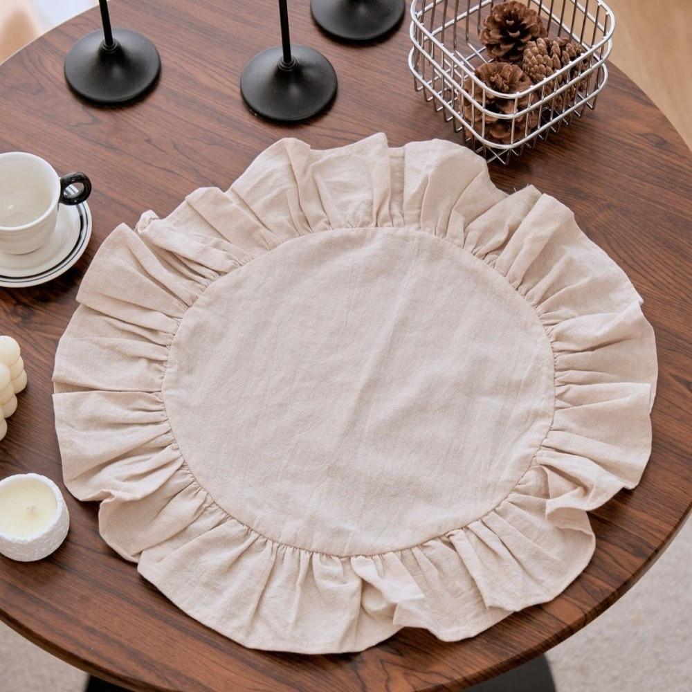 Cotton Heat-Insulating Placemat Simple Round Napkin Practical Table Napkin Cloth Table Setting