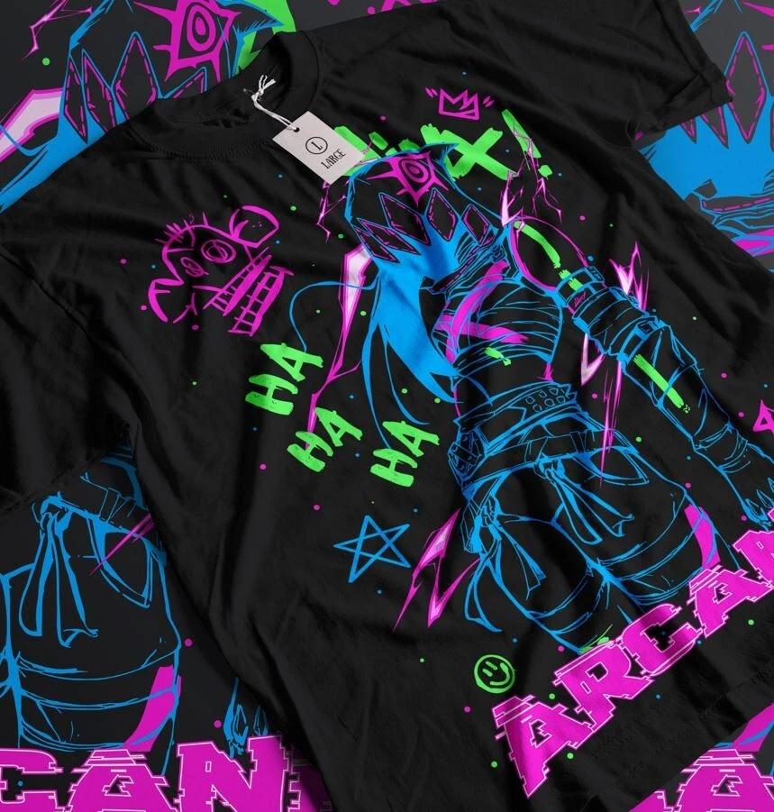 Jinx Arcane Tshirt Japanese Anime Cartoon Jinx Arcane Graphic Tshirt All Size S