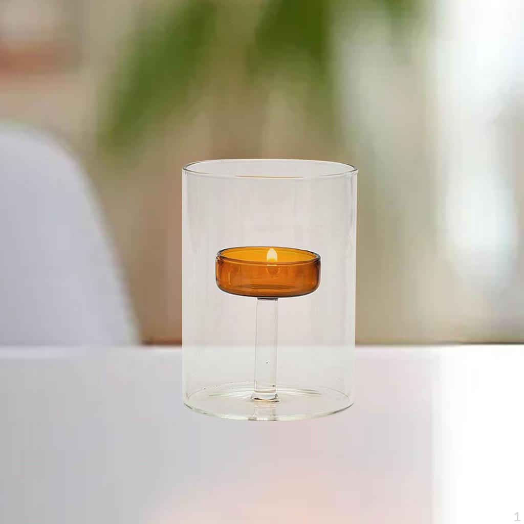 Čajová svíčka Držák Větruodolný Stojan na svíčku Skleněná Stolní Dekorace Kreativní Narozeninová Festivalová Dekorace
