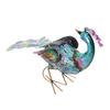 Solar Animal Statue Light Short Peacock Look Back Style LED Water Proof Solar Powered Metal Animal Figurine for Patio
