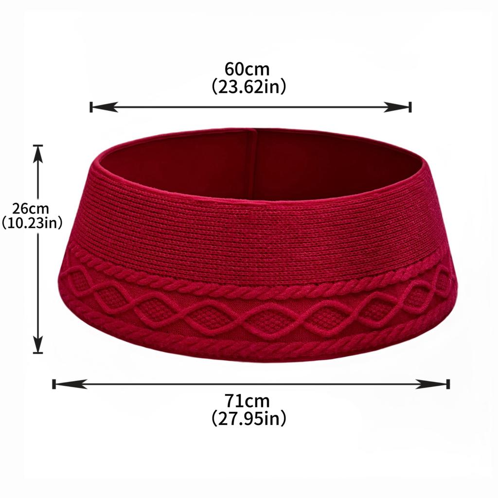 27.95in Knitted Christmas Tree Collar Xmas Tree Skirt & Stand Base Cover for Home Living Room Holiday Decoration