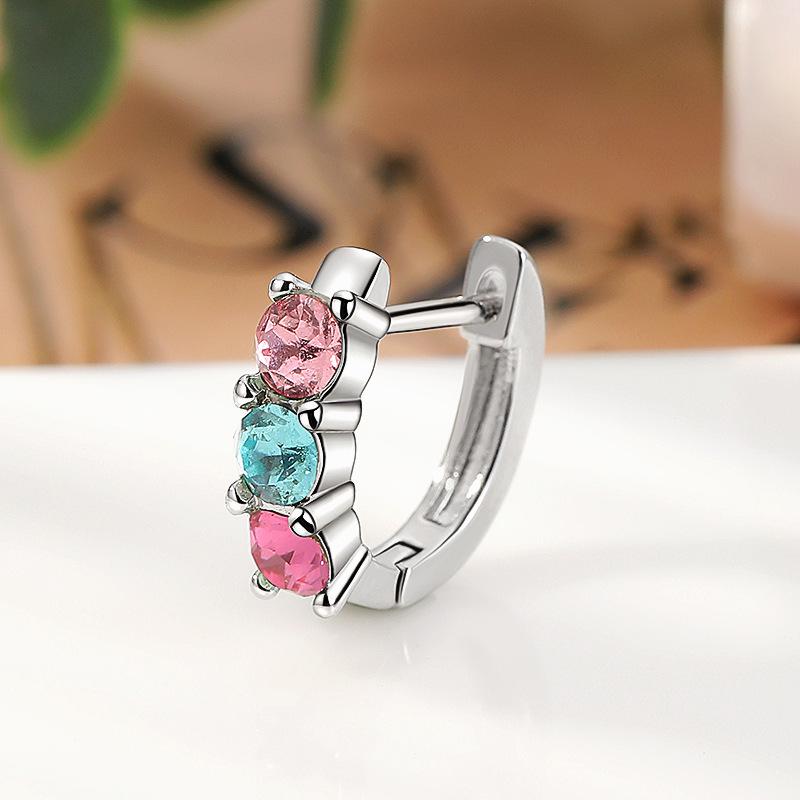 Exquisite Zircon Stud Earrings: Stylish Titanium Hoop with Micro-Paved Shiny Edge Design.