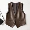 Leather Vest Women's Autumn and Winter New Style Short Fashion Sleeveless Waistcoat
