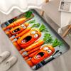 1pc 2D Flat Funny Screaming Carrots Kitchen Rug Non Slip Flannel Mat For Cooking Area Floor Decor