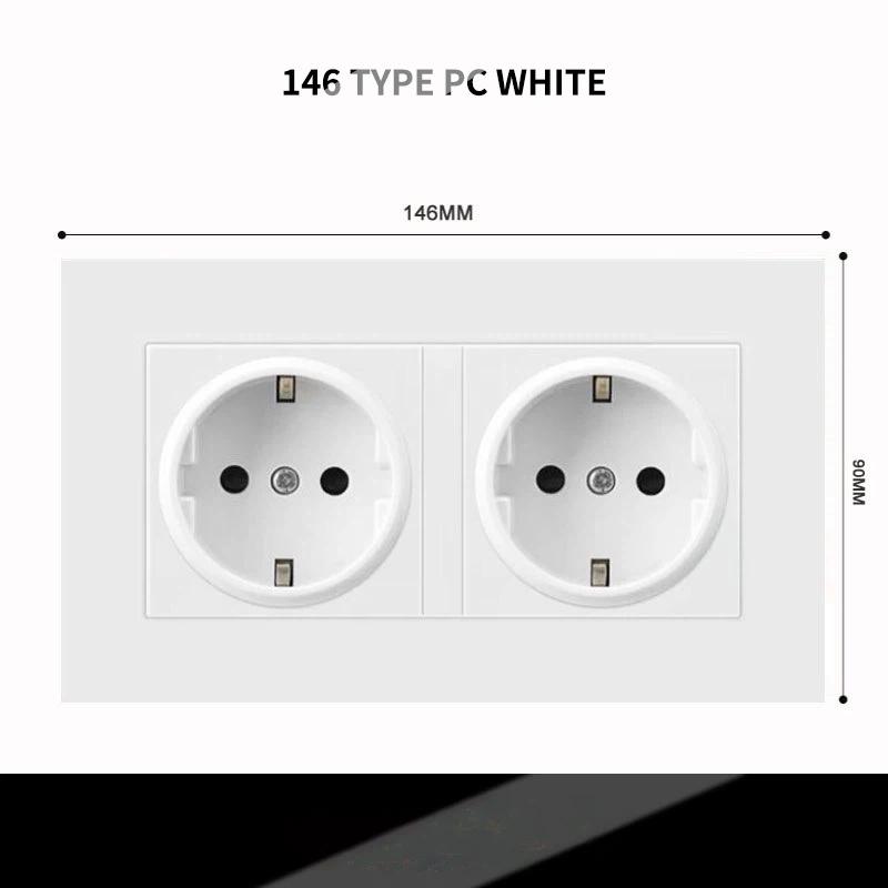 Type 86 European Standard Wall Power Socket Panel European Style, EU Standard, German Style 16A German Standard Round Hole Panel Socket