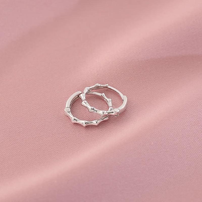 925 Sterling Silver Bamboo Hoop Earrings: Simple, Versatile Korean Style for Women - Summer Niche, Exquisite Geometric Design