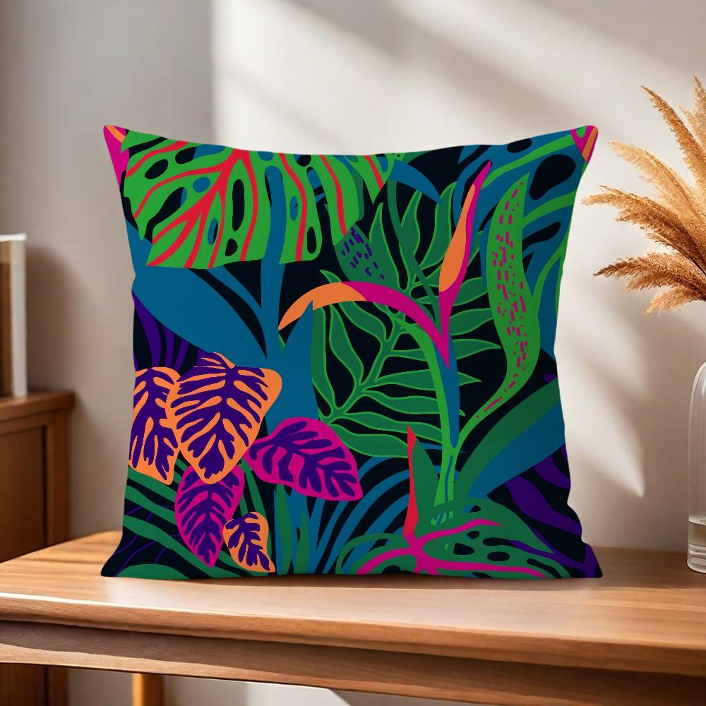 

Fashion Tropical Jungle flowers plants Comfortable soft Pillow Case for Sofa Living Room Home office Decor and Protective Covers 30x30CM(12x12in)