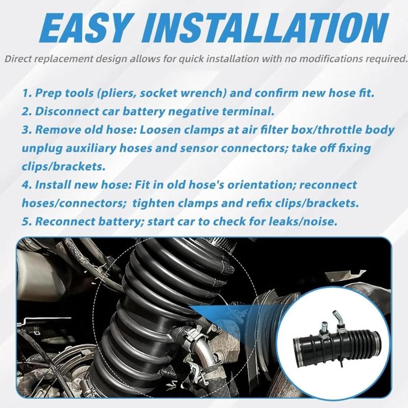 Air Intake Hose Assembly, Corrugated Rubber Hose with Metal Fittings and Clamps 1657788G00 16577-88G00 for D21 Pickup 2WD 3.0L Engine Intake System
