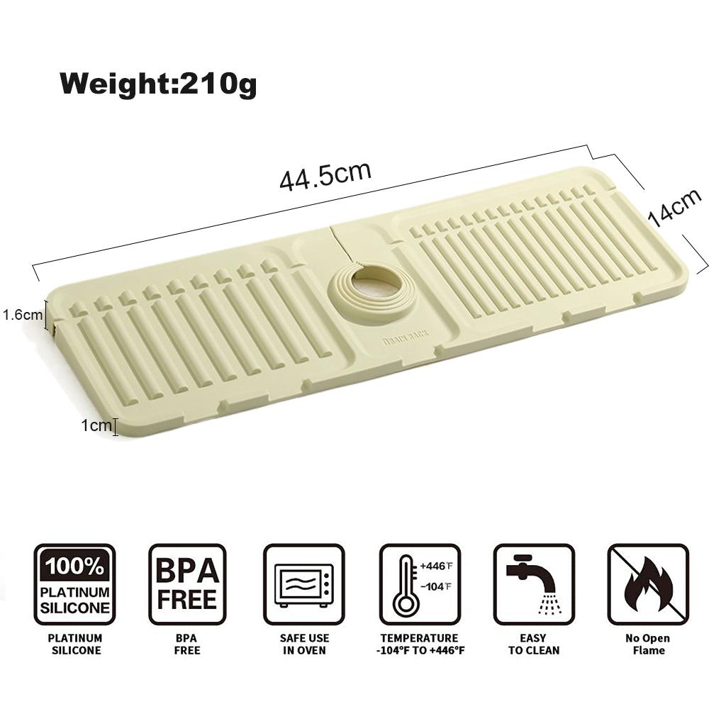 Kitchen Sink Splash Guard Reusable Silicone Draining Mat Fast Drying Stone Sink Tray Faucet Mat for Kitchen Sink