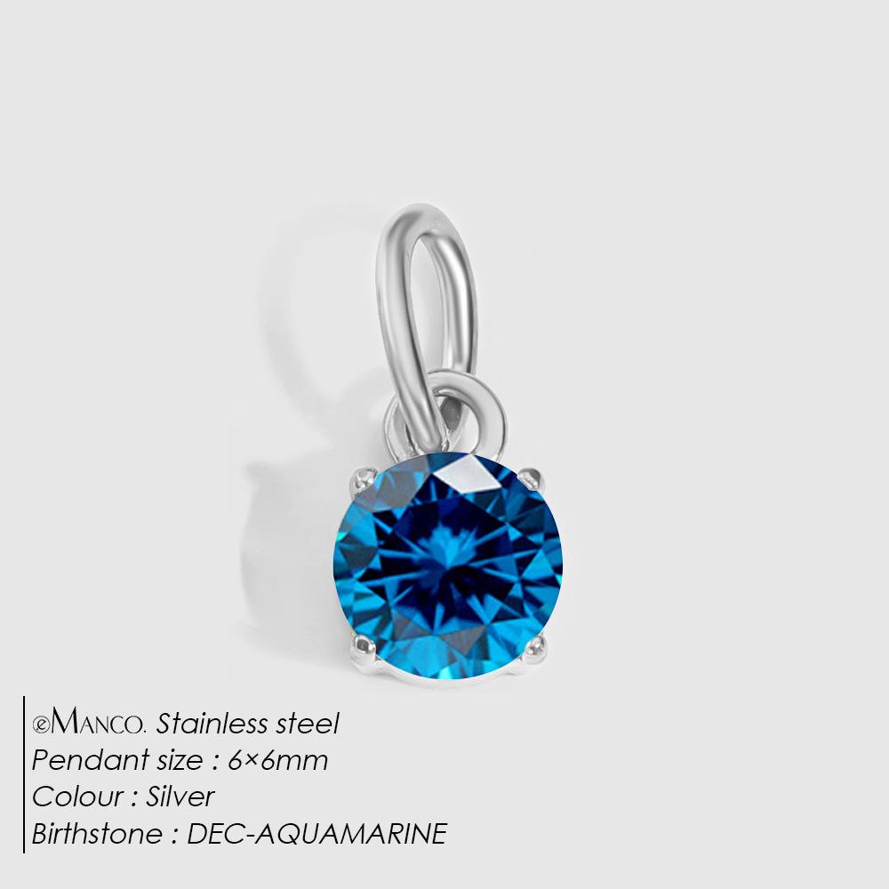 eManco DIY Jewelry Accessories: Stainless Steel Round Cubic Zirconia Pendant Necklace