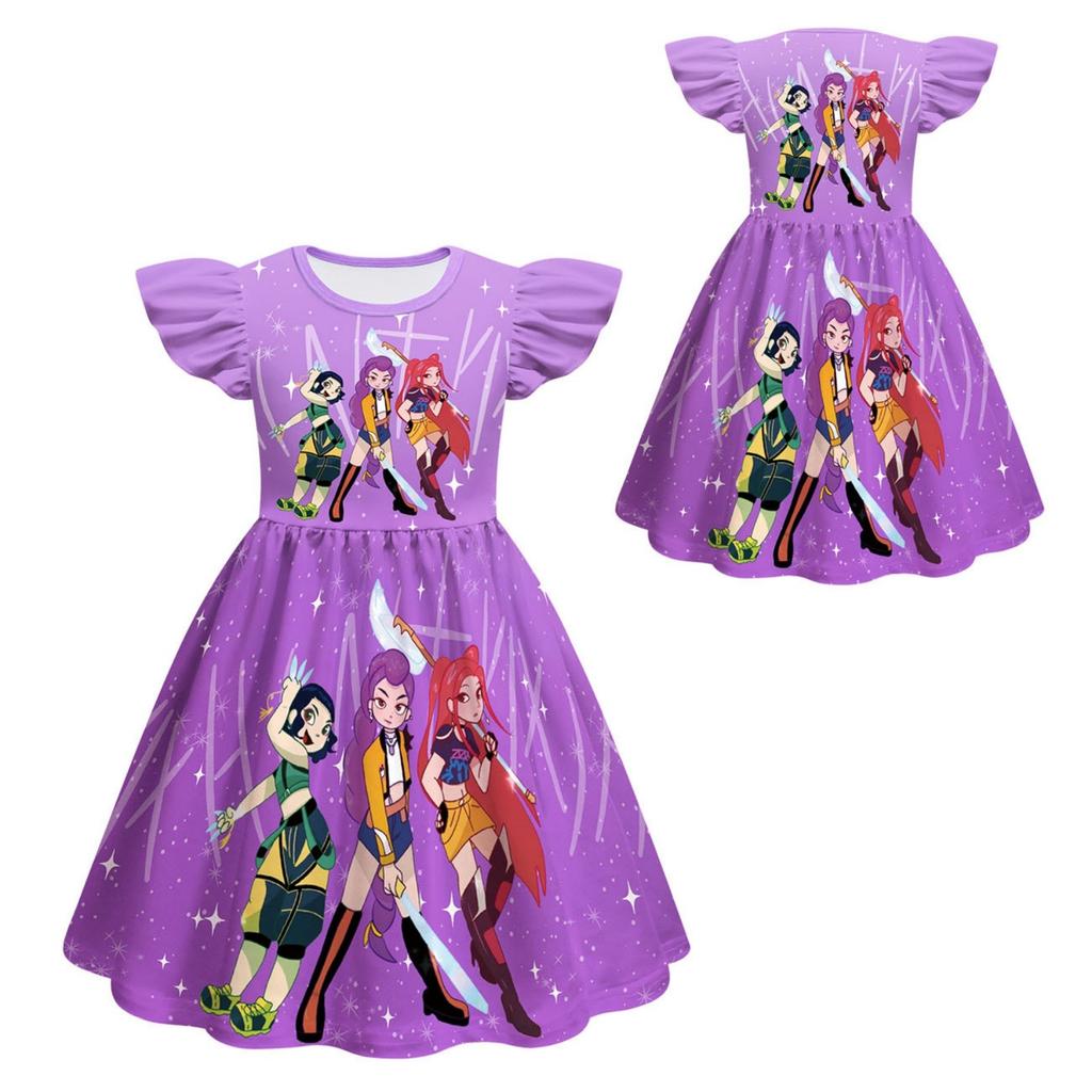 Girls Witch  Girls Flying Sleeves Children's Dress Children's A-line Skirt