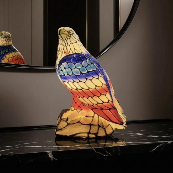 Bald Eagle Table Lamp, Resin American Eagle Night Light, Red White Blue Patriotic Independence Day Bedside Lamp for Bedroom, Living Room, Nightstand,