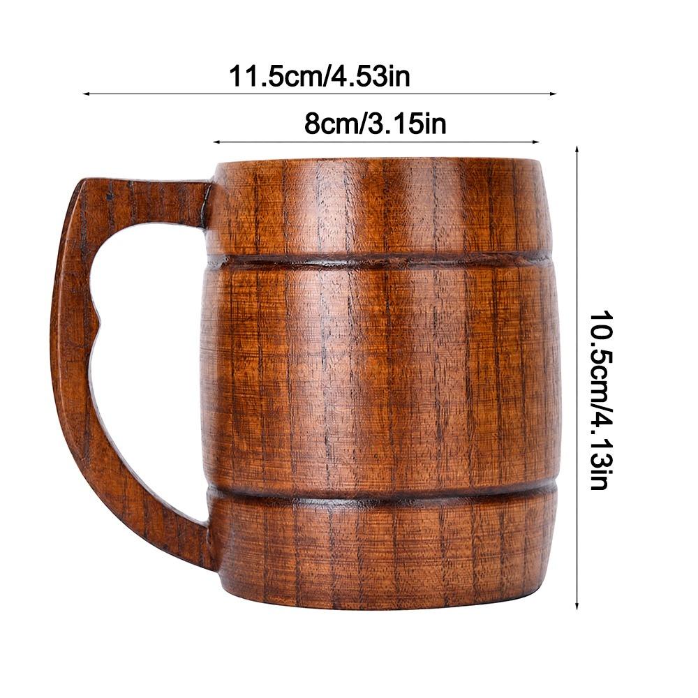 

2pcs With Handle Wooden Beer Cup Eco Friendly Drinking Cup Handmade Beer Mug Outdoor Camping