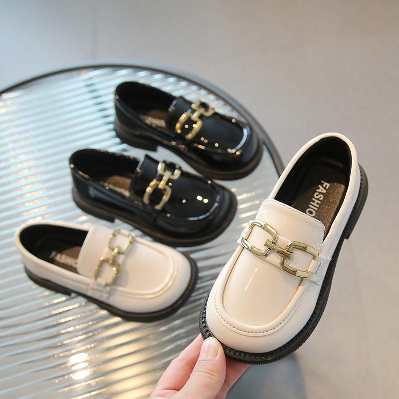 Kids Girls British Style Patent Leather Slip On Loafer Princess Casual Shoes
