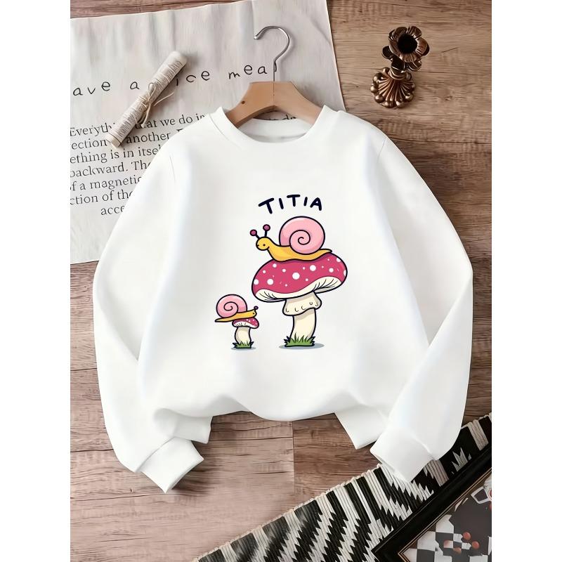 Adorable Snail And Mushroom Print Design, a Comfortable And Easy Thin Sweatshirt for Baby Girls Aged 0-3
