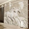 3d Wallpaper Stereo Relief White Horse Photo Wall Murals Classic Living Room Tv Backdrop Wall Mural Home Decor