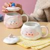 Roztomilý léčivý keramický hrnek pro domácí pitnou vodu Kreslený kreativní dárek Dětský hrnek Dívka Pár s víčkem Hrnek