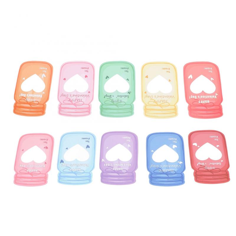 Kids Valentines Cards Set - 30 Jar Designs with Adhesive & Bags