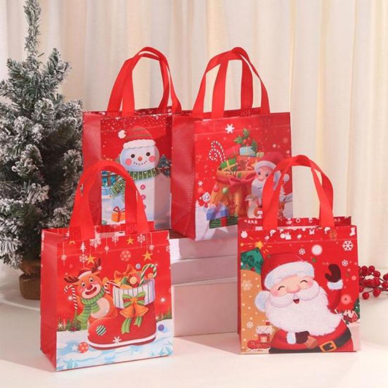 Bags Reusable Santa Claus Snowman Patterns Tote Bags for Festive Party Decoration