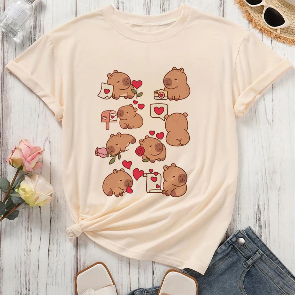Capybara Kapibara shirt female Breathable kawaii Grunge Trendy top tees Colorful harajuku Y2k Breathable Grunge Comfortable