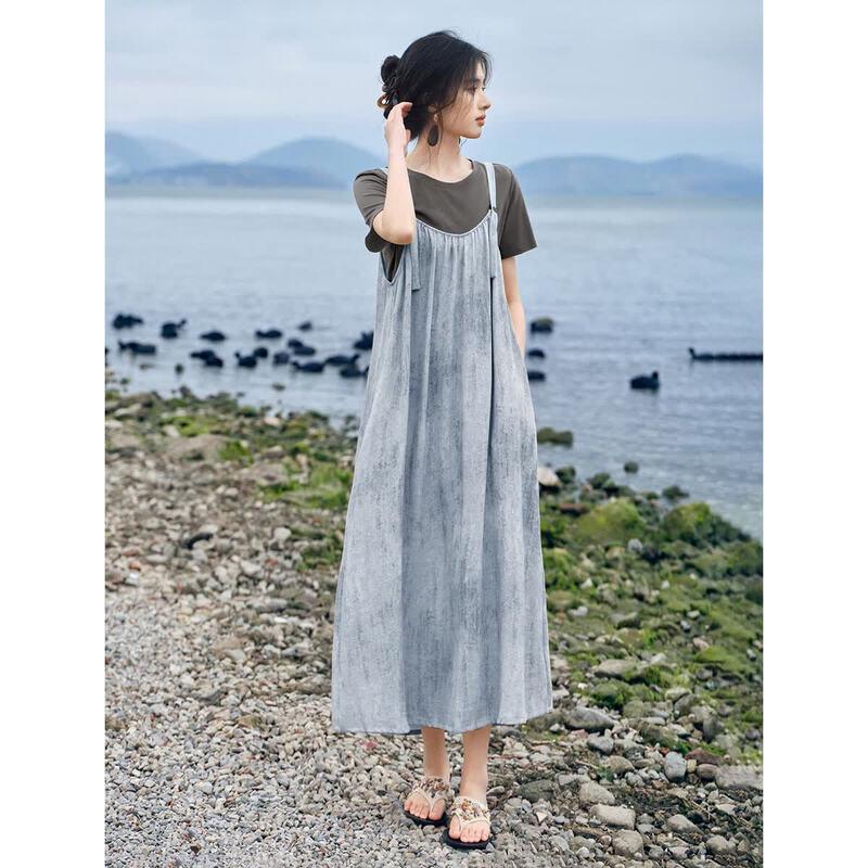 XWI Women s Summer Tie-Dye Cotton Linen Two-Piece Set L