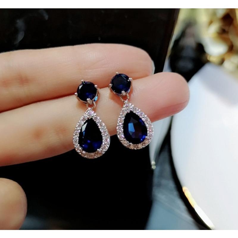 

Акупунктура ушей Супер сверкающие серьги из циркония Серьги Короткие серьги из кристаллов Темперамент с цветными бриллиантами Серьги 925 silver