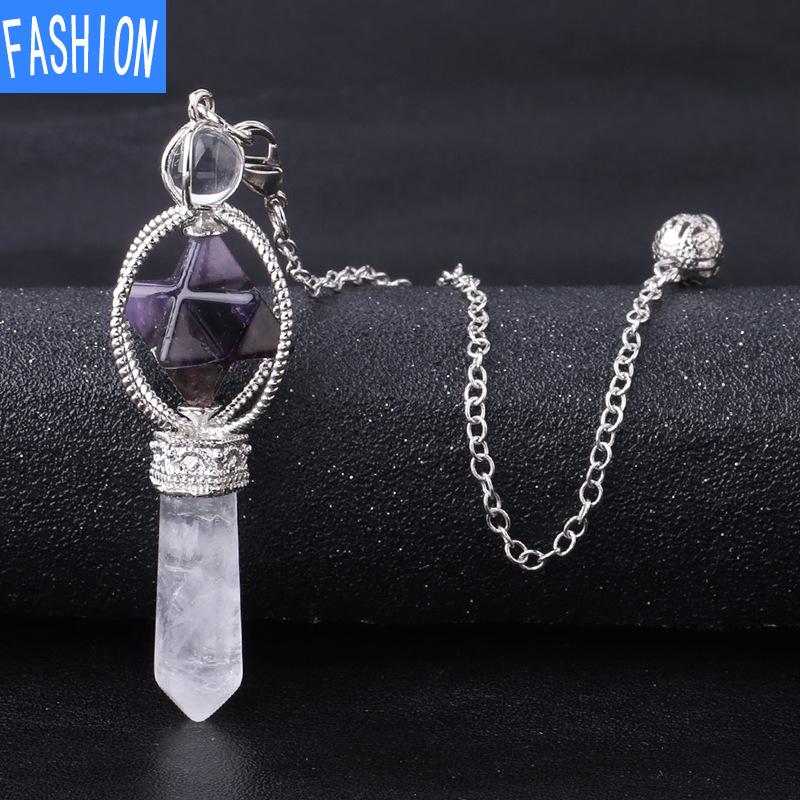 Moda cristal natural merkaba seis pontas estrela pingente espírito pêndulo rotativo merkaba ornamento pêndulo