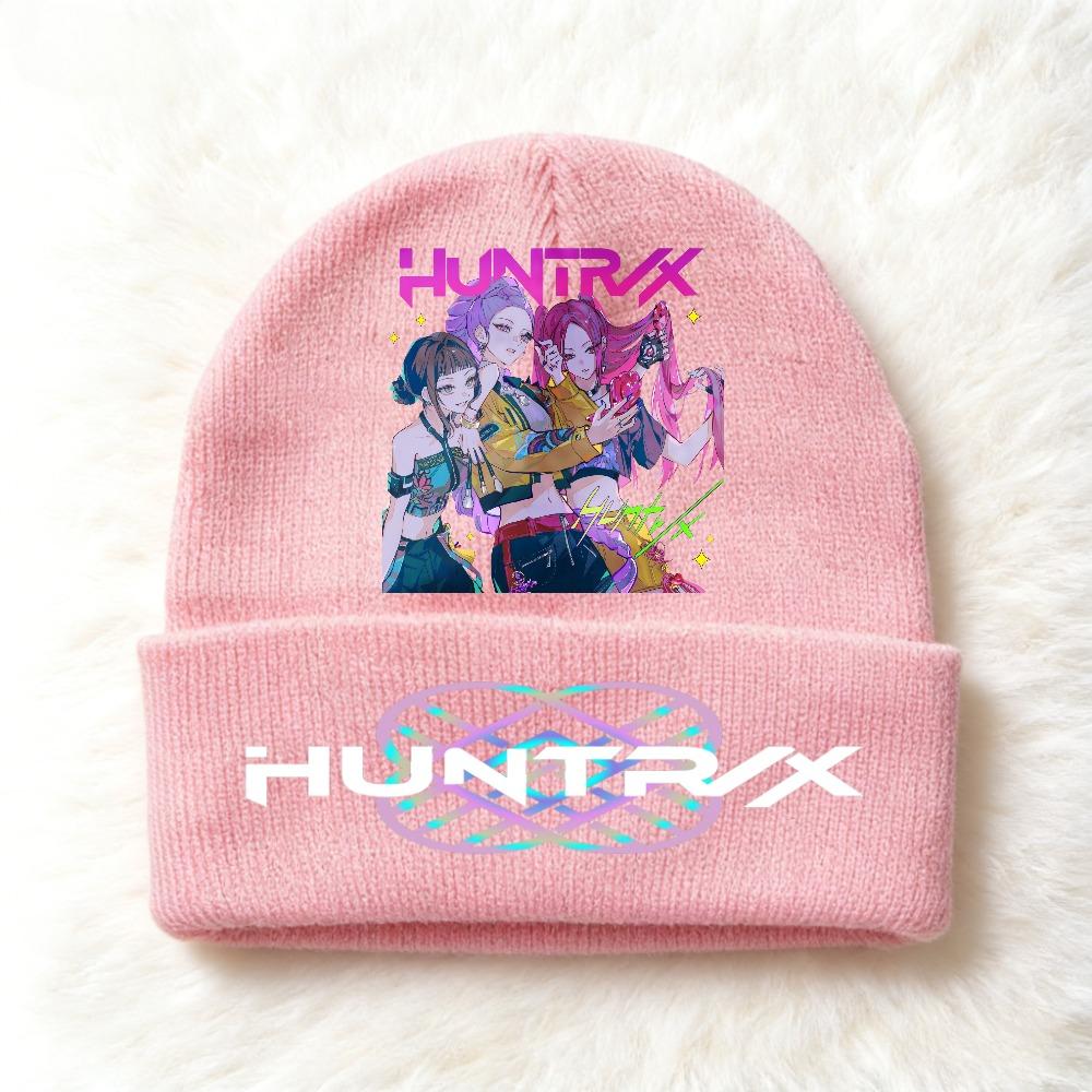 Berretto lavorato a maglia per bambini con stampa Anime Kpop Demon Hunters, Filato di lana, Stagione autunnale, Stagione fredda, Cappello alla moda per bambini, Copricapo, Abbigliamento
