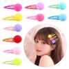 20 Stück Süßigkeiten Bunte Pompon Haarspangen Gefütterte Schnappspangen Kleine Süße Puffige Haarball-Haarspangen Fuzzy Pompoms Haarschmuck Kind