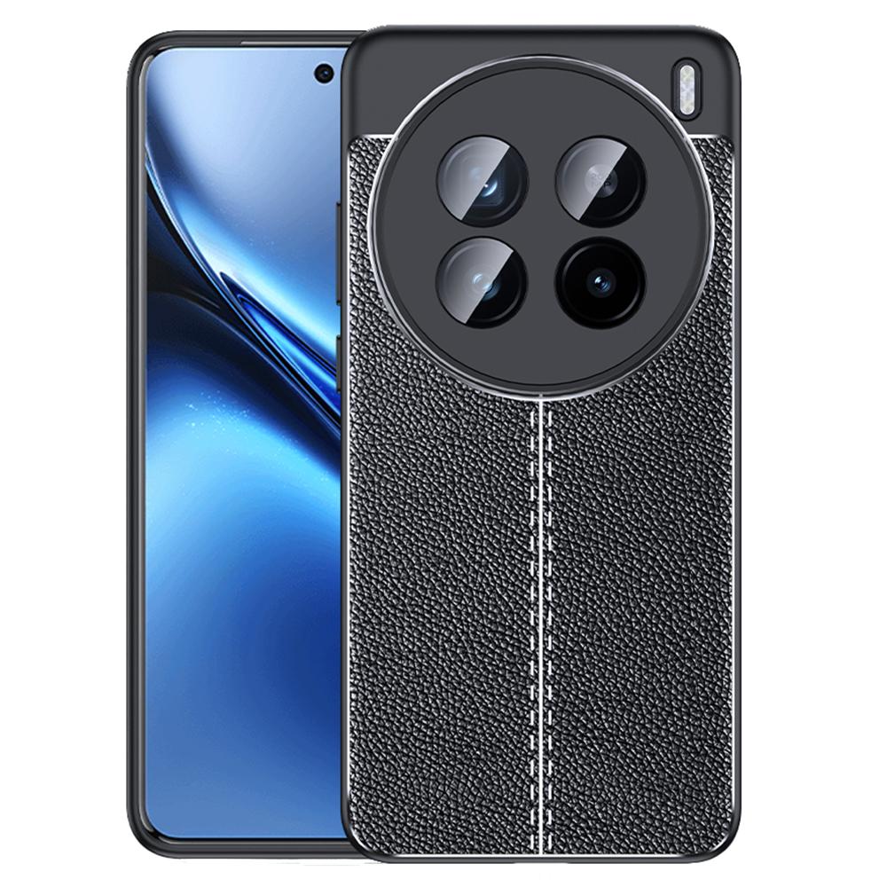 For vivo X200 Pro 5G Case Litchi Texture TPU Flexible Phone Cover, Black A