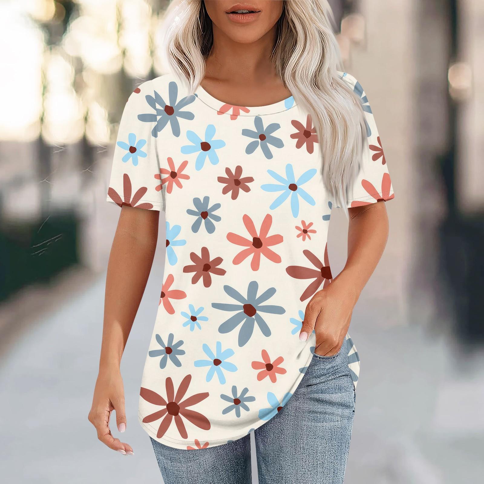 

Футболки для женщин, плиссированные, с круглым вырезом, нарядные, повседневные, блузки с принтом, с коротким рукавом, летние топы, свободный крой XXXL бежевый