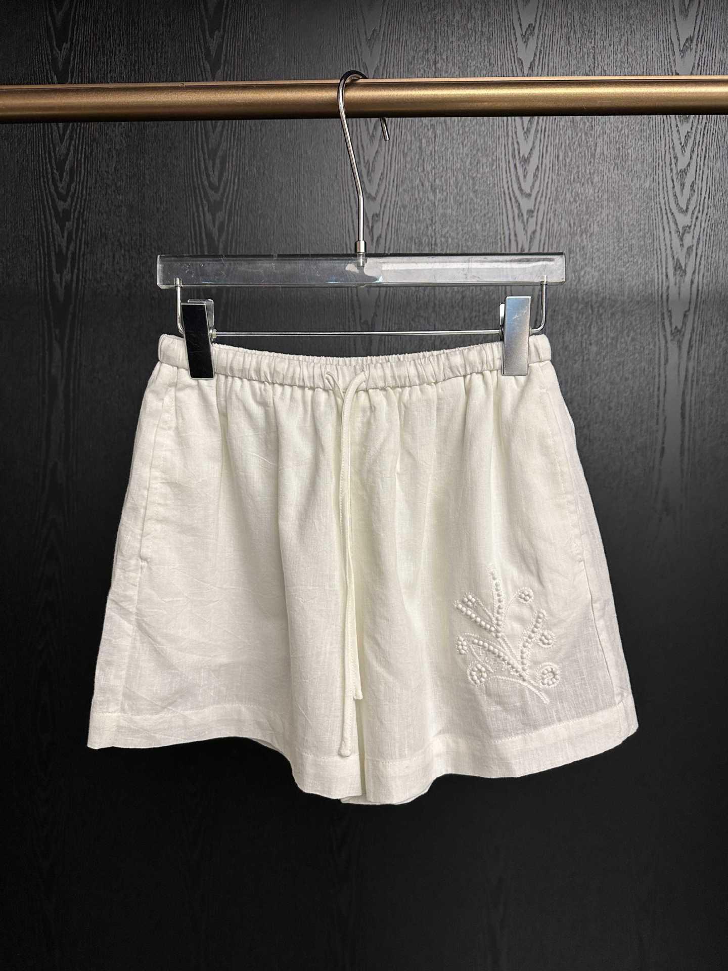DTWO2026 Women s High Waist Slim Fit Embroidered Shorts - Original Design, Thirteen Lines Style S