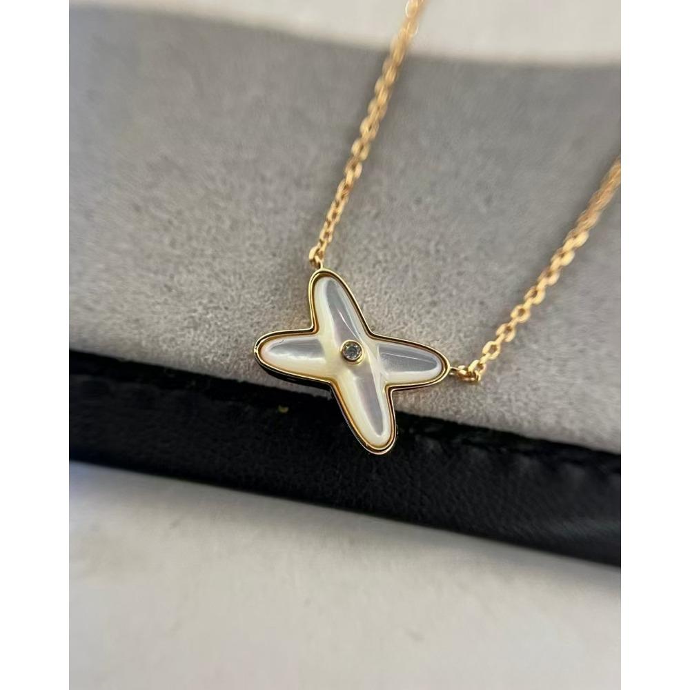 White Mother-of-petal Necklace Versatile Light Luxury Diamond High-end Temperament Women's Collarbone Chain
