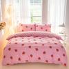 3PcsSet Small Strawberry Print Duvet Cover Set1 Duvet Cover 2 PillowcaseSoft And SkinFriendly Duvet Cover Bedding Set