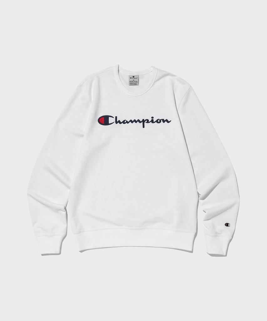 CHAMPION Big Script Logo Crewneck Sweatshirt White
