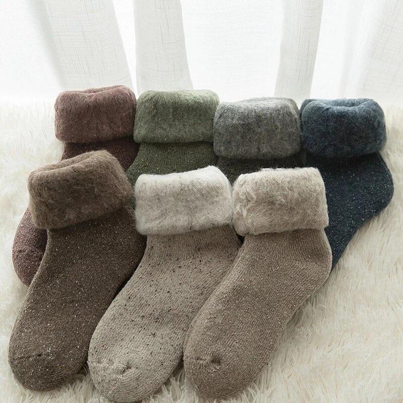 Kawaii Socks Thicker Solid Socks Merino Wool Rabbit Socks Against Cold Snow Russia Winter Warm Funny Happy Male Womens Socks