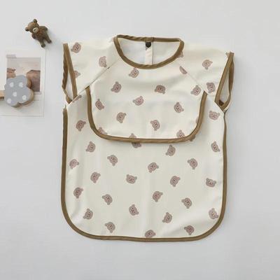 Reversible Waterproof PU Baby Feeding Shirt with Rice Pocket - Short Sleeves, Anti-Stain